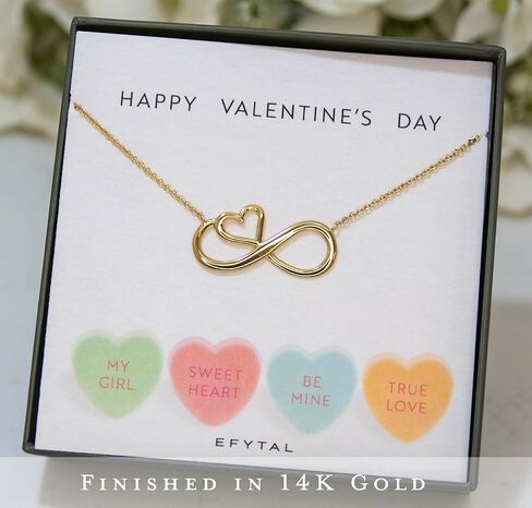 EFYTAL Valentines Day Gift for Girlfriend or Wife, 925 Sterling Silver Infinity and Heart Necklace For Her, I Love You Jewelry Gifts for Women, Romantic Gift Ideas, Forever Valentine in Saudi Arabia