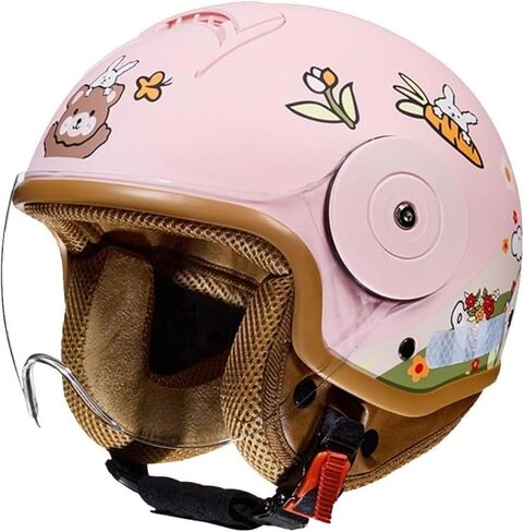 Retro Kids 3/4 دراجة نارية نصف خوذة ، DOT المعتمدة من DOTDLER VINTAGE OPEN SCOOTER ELECTRY GO-KART DIRT-PIKE ATV Helmet ، Youth Child Moped Bicycle Vespa خوذة لمدة 2-14 سنة in Kuwait