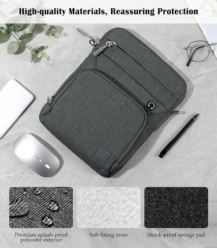 9-11" Tablet Sleeve Bag for iPad Air 5/4 10.9, iPad Air 11" 2024, iPad 9/8/7th 10.2, iPad 10th Gen 10.9, iPad Pro 11 M4 M2 2024-2018, Galaxy Tab A9+ S9 FE A8, with Shoulder Strap, Black in Saudi Arabia