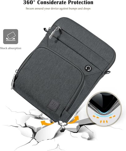 9-11" Tablet Sleeve Bag for iPad Air 5/4 10.9, iPad Air 11" 2024, iPad 9/8/7th 10.2, iPad 10th Gen 10.9, iPad Pro 11 M4 M2 2024-2018, Galaxy Tab A9+ S9 FE A8, with Shoulder Strap, Black in Saudi Arabia