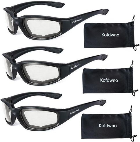 3PCS Motorcycle Riding Glasses UV Protection Anti-Wind Dustproof Foam Padded Motorcycle Sunglasses for Outdoor Sports in Kuwait