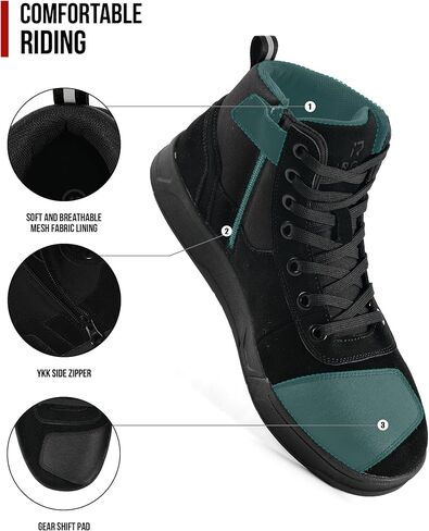 IRON JIA'S Motorcycle Shoes for Men, Anti-Slip Breathable Casual Motorcycle Riding Boots with Ankle Support, Shift Pad Black 11 in Kuwait