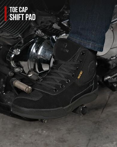 IRON JIA'S Motorcycle Shoes for Men, Anti-Slip Breathable Casual Motorcycle Riding Boots with Ankle Support, Shift Pad Black 11 in Kuwait