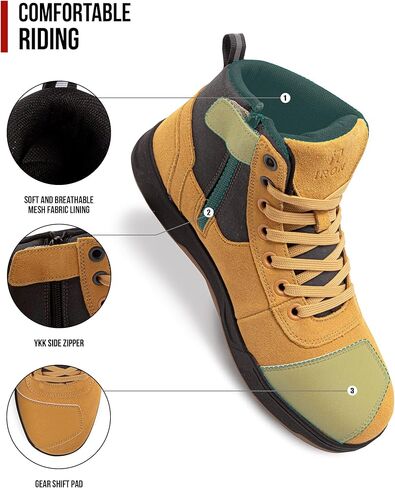 IRON JIA'S Motorcycle Shoes for Men, Anti-Slip Breathable Casual Motorcycle Riding Boots with Ankle Support, Shift Pad Black 11 in Kuwait