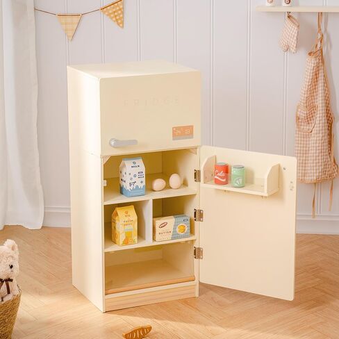 ROBOTIME Kids Play Kitchen Set - Rustic Wooden Kitchen Sets, Pretend Play Kitchen with Leaf Light String, Apron, and Groves, for Toddlers 3+ (Rustic Style) in Saudi Arabia