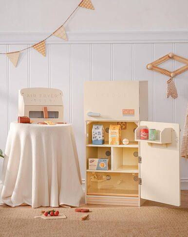 ROBOTIME Kids Play Kitchen Set - Rustic Wooden Kitchen Sets, Pretend Play Kitchen with Leaf Light String, Apron, and Groves, for Toddlers 3+ (Rustic Style) in Saudi Arabia