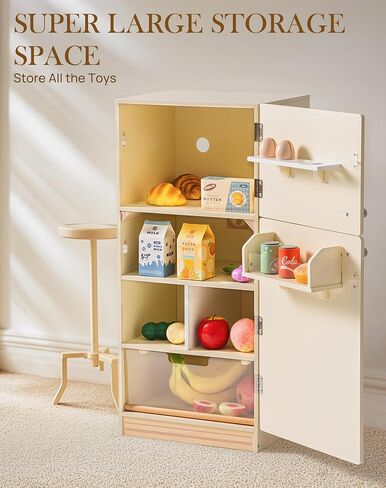 ROBOTIME Kids Play Kitchen Set - Rustic Wooden Kitchen Sets, Pretend Play Kitchen with Leaf Light String, Apron, and Groves, for Toddlers 3+ (Rustic Style) in Saudi Arabia