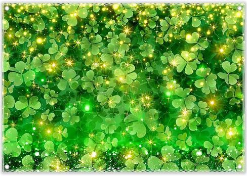 7x5ft Fabric Happy St. Patrick's Day Photography Backdrop Lucky Irish Green Shamrock Background Golden Coins Festival Party Decorations Photo Banner Gifts in Kuwait
