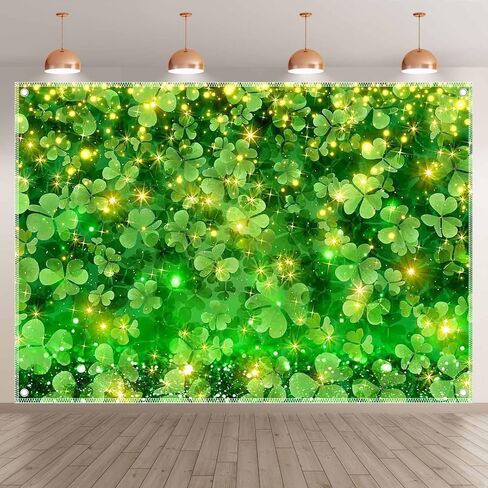 7x5ft Fabric Happy St. Patrick's Day Photography Backdrop Lucky Irish Green Shamrock Background Golden Coins Festival Party Decorations Photo Banner Gifts in Kuwait
