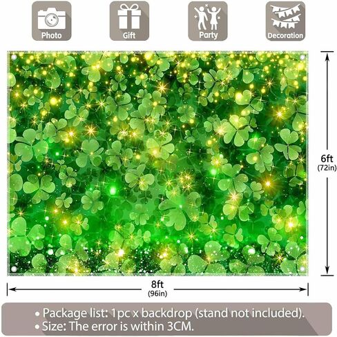 7x5ft Fabric Happy St. Patrick's Day Photography Backdrop Lucky Irish Green Shamrock Background Golden Coins Festival Party Decorations Photo Banner Gifts in Kuwait