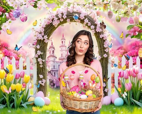 Easter Backdrop 10x8ft Spring Flower Carrots Shop Easter Backdrops for Photography Countryside Outdoor Eggs Easter Background Backdrop for Birthday Easter Party Decorations Banner in Saudi Arabia