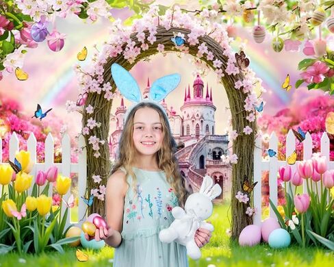 Easter Backdrop 10x8ft Spring Flower Carrots Shop Easter Backdrops for Photography Countryside Outdoor Eggs Easter Background Backdrop for Birthday Easter Party Decorations Banner in Saudi Arabia