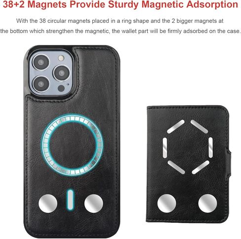 Bocasal Wallet Case for iPhone 14 Pro Max Compatible with MagSafe Magnetic RFID Blocking Detachable Premium PU Leather Flip Case with Card Slots Holder Kickstand Wireless Charging 6.7 Inch (Brown) in Kuwait