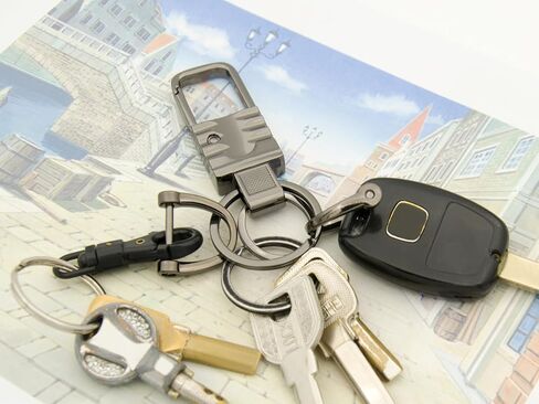 Key Chain Quick Release Spring with 2 Key Rings and Anti-Lost D-Rings Silver Smiling design Heavy Duty Car Keychain Organizer for Men and Women in Saudi Arabia