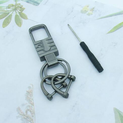 Key Chain Quick Release Spring with 2 Key Rings and Anti-Lost D-Rings Silver Smiling design Heavy Duty Car Keychain Organizer for Men and Women in Saudi Arabia