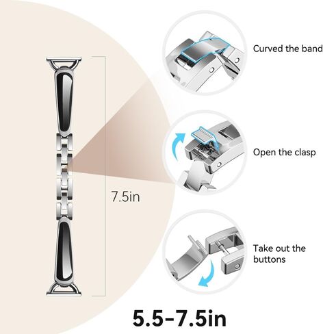 Lysandra متوافق مع Spade & Co Health Smartwatch 4 ، معصم معصم رائع من الفولاذ المقاوم للصدأ ، وحزام بديل أنيق متوافق مع Spade & Co Health Smartwatch 4 / 22mm Lug Watch in Kuwait