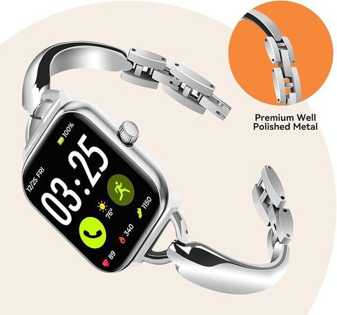 Lysandra متوافق مع Spade & Co Health Smartwatch 4 ، معصم معصم رائع من الفولاذ المقاوم للصدأ ، وحزام بديل أنيق متوافق مع Spade & Co Health Smartwatch 4 / 22mm Lug Watch in Kuwait