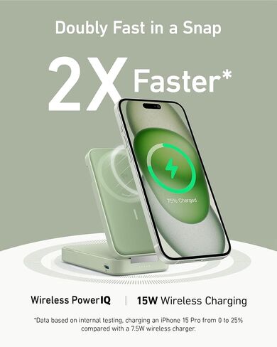 ANKER POWER BANK ، شاحن محمول مكون من 15 وات معتمد من MAGSAFE ، حزمة بطارية 6600 مللي أمبير في الساعة مع حامل قابل للتعديل وقابل للطي ، لسلسلة iPhone 15/14/13 (كابل USB-C) in Saudi Arabia