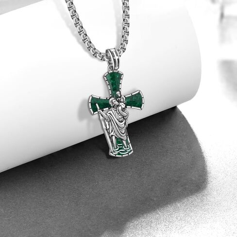 St Michael Necklace for Men 925 Sterling Silver Cross Archangel Michael Necklace Protection Amulet Jewelry Gifts for Men Women Father Husband in Kuwait