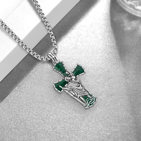 St Michael Necklace for Men 925 Sterling Silver Cross Archangel Michael Necklace Protection Amulet Jewelry Gifts for Men Women Father Husband in Kuwait