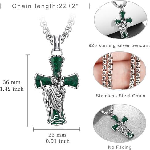 St Michael Necklace for Men 925 Sterling Silver Cross Archangel Michael Necklace Protection Amulet Jewelry Gifts for Men Women Father Husband in Kuwait