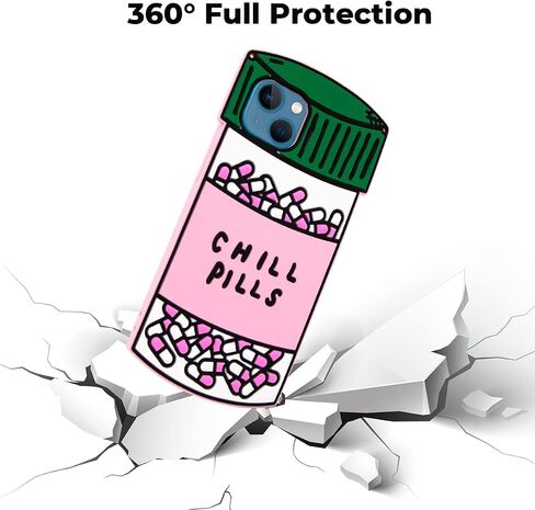 Cute Case Compatible with iPhone 16 Pro Max Chill Pills Case, Girly Capsule Bottle Shape, 3D Soft Silicone Heavy Duty Protection Shockproof Cases Cover for Girls Women in Kuwait