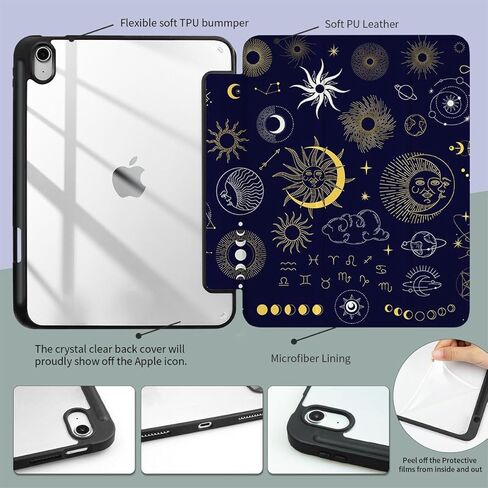حالة Smart Folio لـ iPad Air 11 بوصة M2 (2024) ، Ipad Air 5th Case Ipad Air 4th Gen Case ، Ipad Air Cases 10.9 Inch ، iPad Pro 11 Int Case ، حامل قلم رصاص ، شحن قلم رصاص ، جليد أزرق in Kuwait