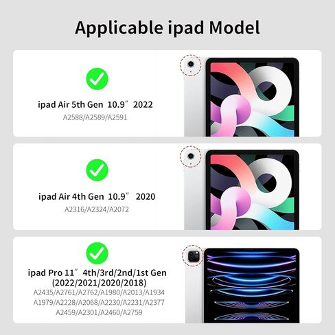 حالة Smart Folio لـ iPad Air 11 بوصة M2 (2024) ، Ipad Air 5th Case Ipad Air 4th Gen Case ، Ipad Air Cases 10.9 Inch ، iPad Pro 11 Int Case ، حامل قلم رصاص ، شحن قلم رصاص ، جليد أزرق in Kuwait