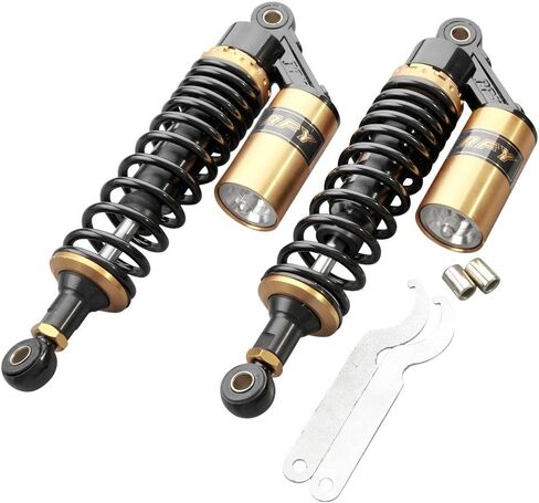 زوج Gzyf 320mm دراجة نارية عالمية امتصاص الصدمات الخلفية الصدمات القابلة للتعديل Go Kart تعليق لهوندا ل Suzuki for Kawasaki for Yamaha ATV Go Kart Quad Dirt Sport Bikes Black & Gold in Kuwait
