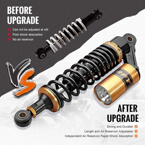 زوج Gzyf 320mm دراجة نارية عالمية امتصاص الصدمات الخلفية الصدمات القابلة للتعديل Go Kart تعليق لهوندا ل Suzuki for Kawasaki for Yamaha ATV Go Kart Quad Dirt Sport Bikes Black & Gold in Kuwait