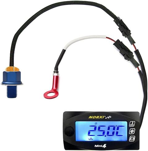 Universal Motorcycle 4 in 1 Multifunction Gauge (Oil Temp+Cylinder Head Temp+Voltmeter+Timer) Temp Fahrenheit/Celsius(℉/℃) Digital Voltage Meter Clock Multimeter for Motorcycle(M14*1.5, 14mm) in Saudi Arabia