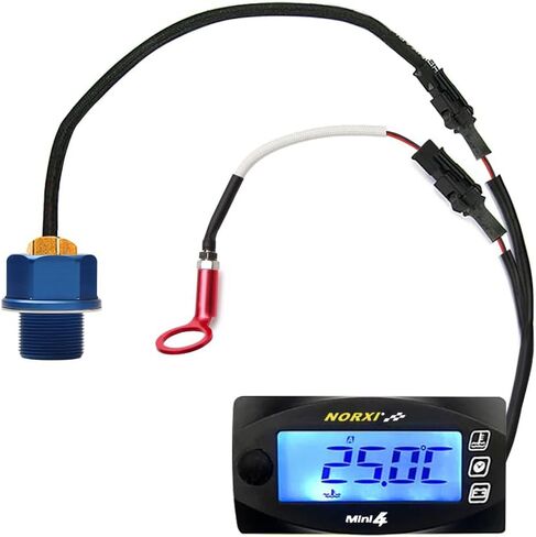 Universal Motorcycle 4 in 1 Multifunction Gauge (Oil Temp+Cylinder Head Temp+Voltmeter+Timer) Temp Fahrenheit/Celsius(℉/℃) Digital Voltage Meter Clock Multimeter for Motorcycle(M14*1.5, 14mm) in Saudi Arabia