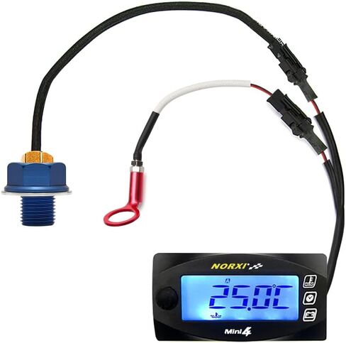 Universal Motorcycle 4 in 1 Multifunction Gauge (Oil Temp+Cylinder Head Temp+Voltmeter+Timer) Temp Fahrenheit/Celsius(℉/℃) Digital Voltage Meter Clock Multimeter for Motorcycle(M14*1.5, 14mm) in Saudi Arabia