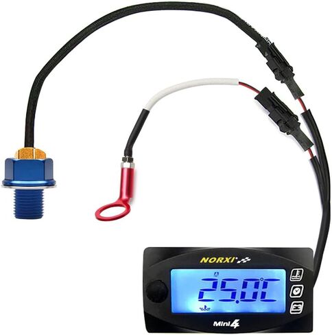 Universal Motorcycle 4 in 1 Multifunction Gauge (Oil Temp+Cylinder Head Temp+Voltmeter+Timer) Temp Fahrenheit/Celsius(℉/℃) Digital Voltage Meter Clock Multimeter for Motorcycle(M14*1.5, 14mm) in Saudi Arabia