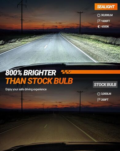 SEALIGHT 9012/HIR2 Bulbs compatible 9012 for Fog Light and Powersports Headlights, 30000 Lumens 6500K White Light, with 13000RPM Cooling Fan Plug and Play, 2 Pack in Saudi Arabia