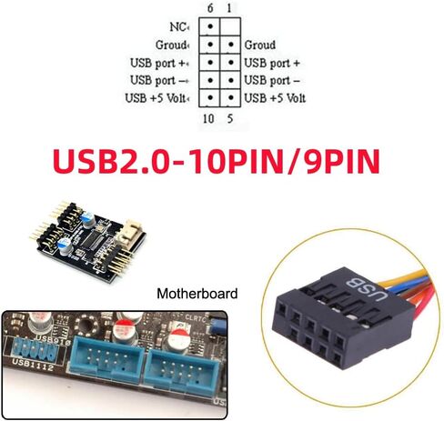 CY Cable Single USB 2.0 Male Type-A to Motherboard 9Pin 10Pin Male Header Cable with Sleeve 20cm in Kuwait