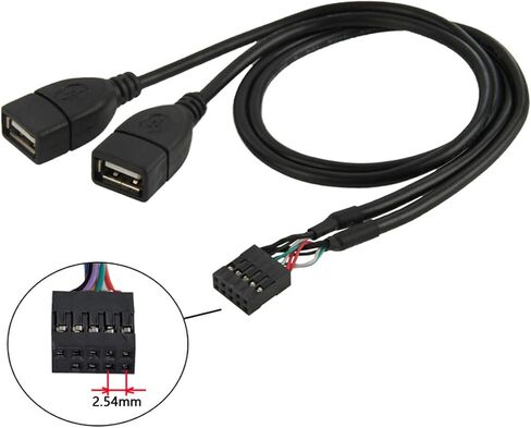CY Cable Single USB 2.0 Male Type-A to Motherboard 9Pin 10Pin Male Header Cable with Sleeve 20cm in Kuwait