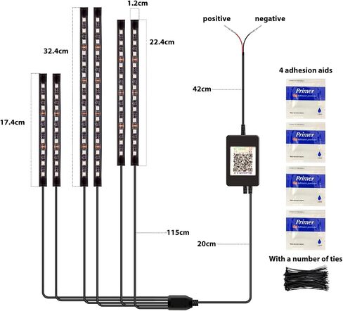 8 Pcs Motorcycle LED Light Kits, App Control Multicolor Waterproof Motorcycle LED Strip Lights, Music Sync & Multiple Scene Modes RGB LED Lights for Motorcycles, DC 12V in Saudi Arabia