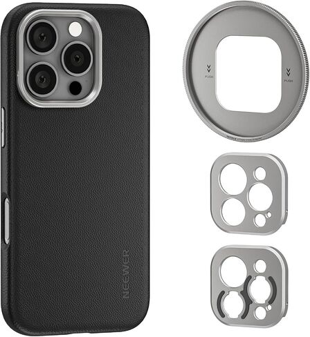 NEEWER Phone Case for 16 Pro Max, TPU/PC Protective Heavy Duty Case with 17mm Lens Mounts, 67mm Filter Adapter, Nonslip Faux Leather, Compatible with iPhone 16 Pro Max MagSafe, PA084 Black in Saudi Arabia