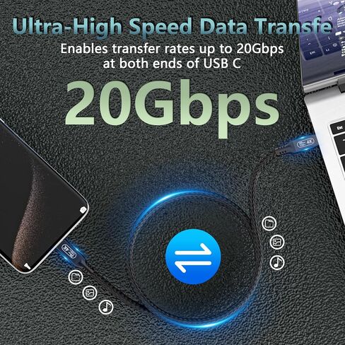 كابل بيانات USB C 10ft/3M ， USB 3.2 Gen 2 Cable Cable Cable Fast Charging Cable 240 Watt و USB C Cable Cable and Power 4K ، Cable USB-C USB-C Cable ，، أسود in Kuwait