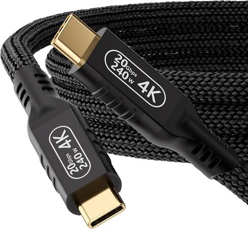 كابل بيانات USB C 10ft/3M ， USB 3.2 Gen 2 Cable Cable Cable Fast Charging Cable 240 Watt و USB C Cable Cable and Power 4K ، Cable USB-C USB-C Cable ，، أسود in Kuwait