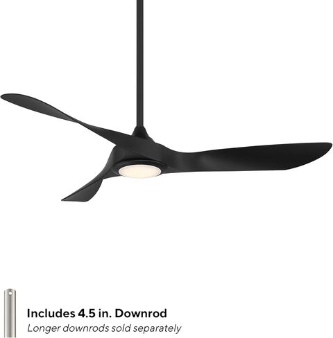 WAC Smart Fans Swirl و Outdoor 3-Blade Smart Seiling Fan 54in 54in النحاس الناعم الأسود مع مجموعة مصباح LED 3000K وأعمال التحكم عن بُعد مع Alexa و IOS أو Android in Kuwait