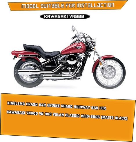 Crash Bar Engine Guard Highway Bar for Kawasaki VN800 VN 800 Vulan Classic 1995-2006 (Matte Black) in Kuwait