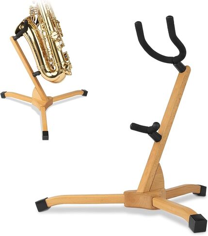 STRICH Wooden Saxophone Stand Display For Alto Sax, Handmade Solid Wood Floor Stand Holder Colour Walnut, Weighted Heavy Base (FH-4, Sax) in Saudi Arabia