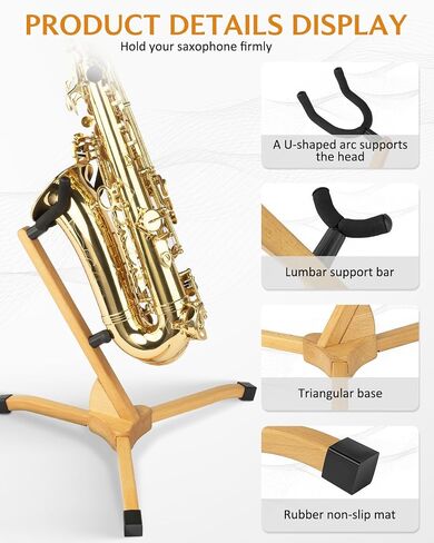 STRICH Wooden Saxophone Stand Display For Alto Sax, Handmade Solid Wood Floor Stand Holder Colour Walnut, Weighted Heavy Base (FH-4, Sax) in Saudi Arabia