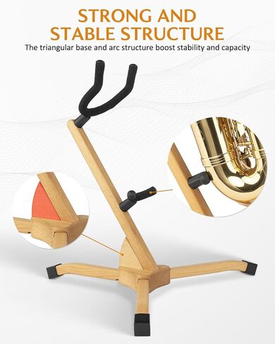 STRICH Wooden Saxophone Stand Display For Alto Sax, Handmade Solid Wood Floor Stand Holder Colour Walnut, Weighted Heavy Base (FH-4, Sax) in Saudi Arabia