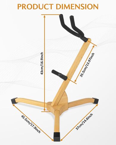 STRICH Wooden Saxophone Stand Display For Alto Sax, Handmade Solid Wood Floor Stand Holder Colour Walnut, Weighted Heavy Base (FH-4, Sax) in Saudi Arabia