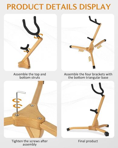 STRICH Wooden Saxophone Stand Display For Alto Sax, Handmade Solid Wood Floor Stand Holder Colour Walnut, Weighted Heavy Base (FH-4, Sax) in Saudi Arabia