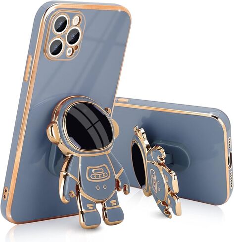 Compatible with iPhone 14 Case Cute 3D Astronaut Stand Design Camera Protection Shockproof Soft Back Cover for Apple iPhone 14 Phone Case Purple in Kuwait