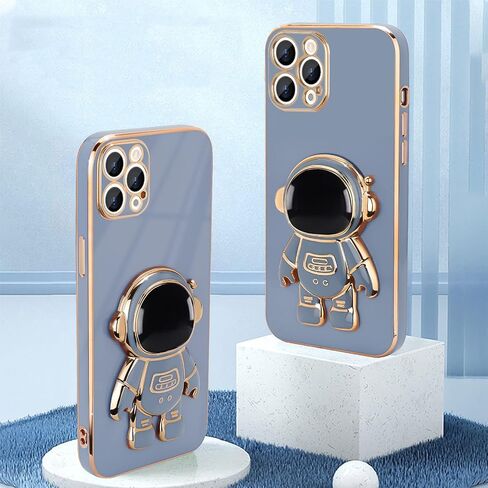 Compatible with iPhone 14 Case Cute 3D Astronaut Stand Design Camera Protection Shockproof Soft Back Cover for Apple iPhone 14 Phone Case Purple in Kuwait